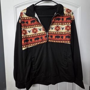 Black and Red Patterned Womens Sweater